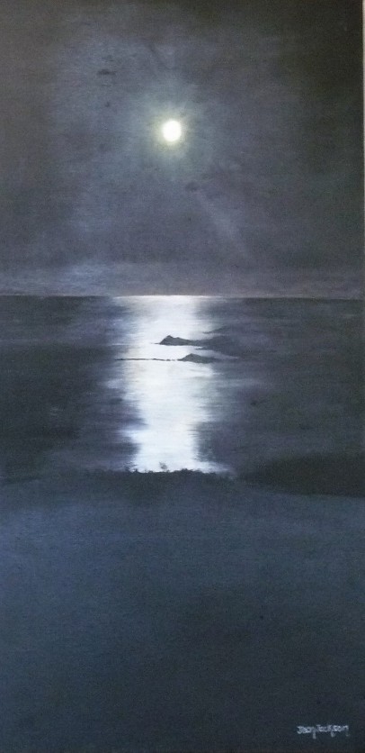 Moonlight over D'Urville Oil on Canvas 26cmWX51cmH $290