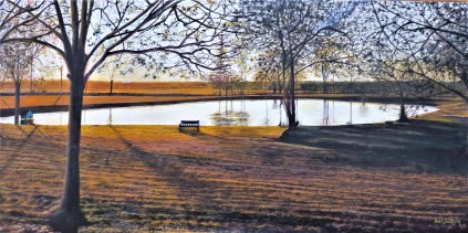 Sundown at the Lake Oil on Canvas 70cm w X 38cm H SOLD